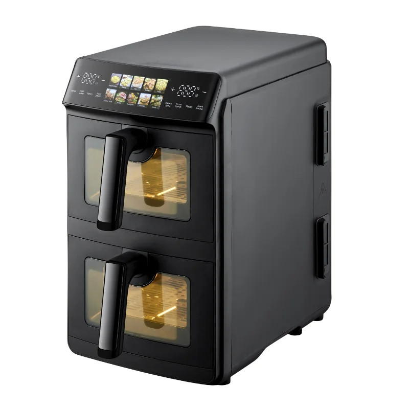 Just Perfecto JP-AF10DB Double Hot Air Fryer, 2600 W, 10 L, 10 Programs, 80–200 C, Rapid Hot Air Circulation, Synchronized Cooking, Black