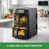 Двоен фритюрник с горещ въздух Just Perfecto JP-AF10DB, 2600 W, 10 л, 10 програми, 80-200 C, Rapid Hot Air Circulation, Синхронизирано готвене, Черен