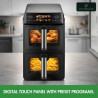 Just Perfecto JP-AF10DB Double Hot Air Fryer, 2600 W, 10 L, 10 Programs, 80–200 C, Rapid Hot Air Circulation, Synchronized Cooking, Black