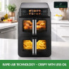 Just Perfecto JP-AF10DB Double Hot Air Fryer, 2600 W, 10 L, 10 Programs, 80–200 C, Rapid Hot Air Circulation, Synchronized Cooking, Black