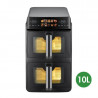 Διπλή φριτέζα με ζεστό αέρα Just Perfecto JP-AF10DB, 2600 W, 10 λίτρα, 10 προγράμματα, 80-200 °C, Rapid Hot Air Circulation, Συγχρονισμένο μαγείρεμα, Μαύρο