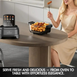Just Perfecto JP-AF4GL Hot Air Fryer, 1500 W, 1.5/4 L, 8 Programs, 80–200 C, 360° Hot Air Circulation, Heat-Resistant Glass Construction, Black