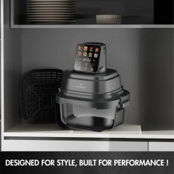 Just Perfecto JP-AF4GL Hot Air Fryer, 1500 W, 1.5/4 L, 8 Programs, 80–200 C, 360° Hot Air Circulation, Heat-Resistant Glass Construction, Black
