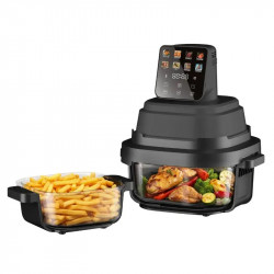 Just Perfecto JP-AF4GL Hot Air Fryer, 1500 W, 1.5/4 L, 8 Programs, 80–200 C, 360° Hot Air Circulation, Heat-Resistant Glass Construction, Black