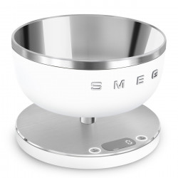 Ζυγαριά κουζίνας Smeg Collezione KSC01WHMWW, Έως 5 kg/5 l, ΤΑΡΑ, Οθόνη LED, Αντιολισθητική βάση, Αυτονομία έως 36 ώρες, Λευκό ματ