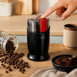 Oliver Voltz OV51172C kávédaráló, 150 W, 60 g, biztonsági rendszer, acél pengék, fekete