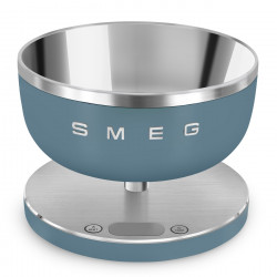 Ζυγός κουζίνας Smeg Collezione KSC01SBMWW, Έως 5 kg/5 l, ΤΑΡΑ, Οθόνη LED, Αντιολισθητική βάση, Αυτονομία έως 36 ώρες, Μπλε καταιγίδας