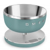 Cantar de bucatarie Smeg Collezione KSC01EGMWW, Pana la 5 kg/5 l, Functie TARA, Afisaj LED, Baza antiderapanta, Baterie incarcabila, Verde smarald