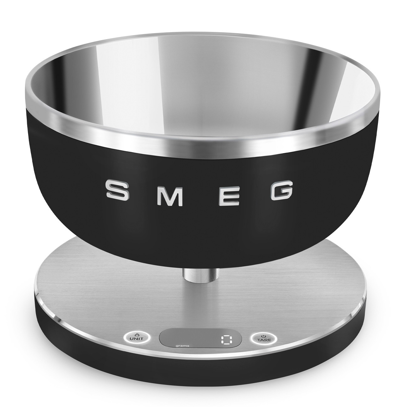 Cantar de bucatarie Smeg Collezione KSC01BLMWW, Pana la 5 kg/5 l, Functie TARA, Afisaj LED, Baza antiderapanta, Baterie reincarcabila, Negru mat