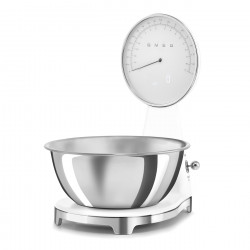 Cantar de bucatarie Smeg KSF01WHWW, Afisaj analogic si digital, Pana la 5 kg/5 l, Functie TARA, Afisaj LED, Baza antiderapanta, Baterie reincarcabila, Alb mat