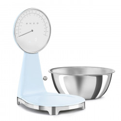 Smeg KSF01PBWW Kitchen Scale, Analog and Digital Display, Up to 5 kg/5 L, TARE, LED Display, Non-Slip Base, Battery Life Up to 36 Hours, Pastel Blue
