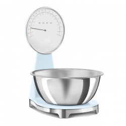Cântar de bucătărie Smeg KSF01PBWW, afișaj analogic și digital, până la 5 kg/5 l, funcție TARA, afișaj LED, bază antiderapantă, autonomie de până la 36 de ore, albastru pastel