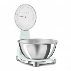 Smeg KSF01PGWW Kitchen Scale, Analog and Digital Display, Up to 5 kg/5 L, TARE, LED Display, Non-Slip Base, Battery Life Up to 36 Hours, Pastel Green