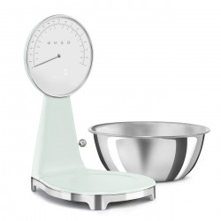 Smeg KSF01PGWW Kitchen Scale, Analog and Digital Display, Up to 5 kg/5 L, TARE, LED Display, Non-Slip Base, Battery Life Up to 36 Hours, Pastel Green
