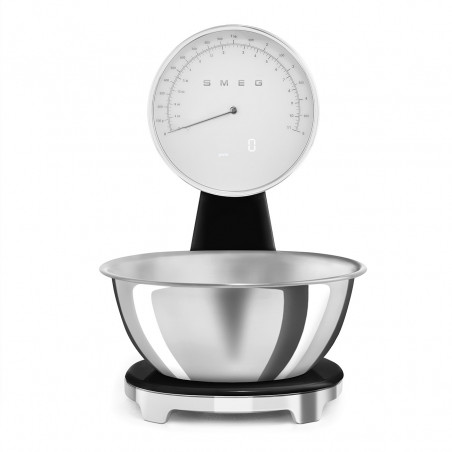 Smeg KSF01BLWW Kitchen Scale, Analog and Digital Display, Up to 5 kg/5 L, TARE, LED Display, Non-Slip Base, Battery Life Up to 36 Hours, Black