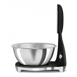 Cântar de bucătărie Smeg KSF01BLWW, afișaj analogic și digital, până la 5 kg/5 l, funcție TARE, afișaj LED, bază antiderapantă, autonomie de până la 36 de ore, negru