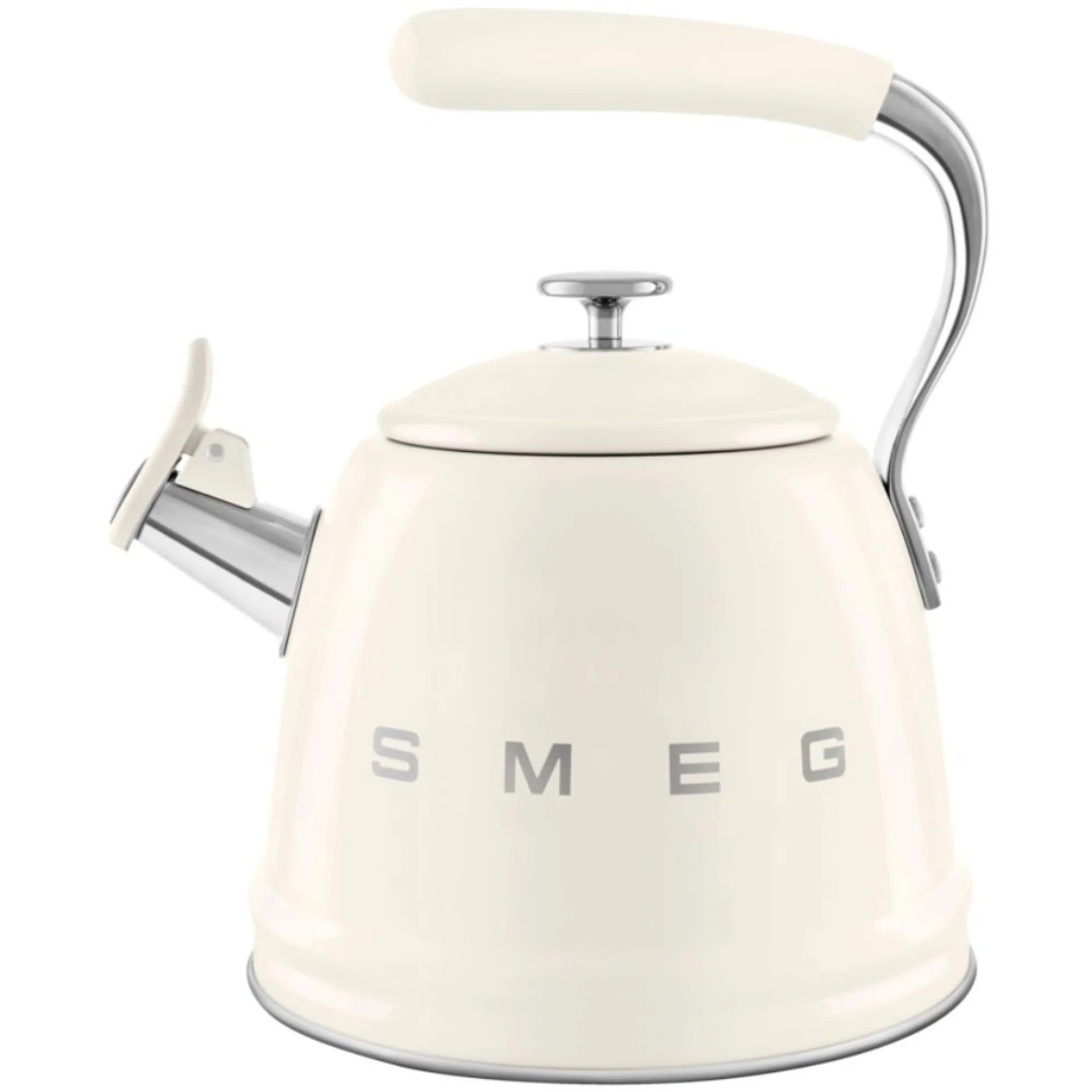 Свирещ чайник Smeg WKF01CR, 2.3 л, Индукция, Ненагряваща се дръжка, Стомана, Крем