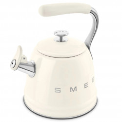 Свирещ чайник Smeg WKF01CR, 2.3 л, Индукция, Ненагряваща се дръжка, Стомана, Крем