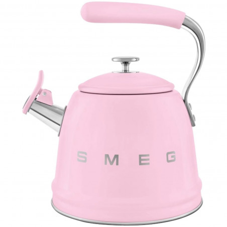 Свирещ чайник Smeg WKF01PK, 2.3 л, Индукция, Ненагряваща се дръжка, Стомана, Розов