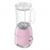 Blender Smeg BLF03PKEU, 800 W, 1,5 l, 18 000 rpm, 4 programe, 4 viteze + funcție „Puls”, oțel inoxidabil, roz