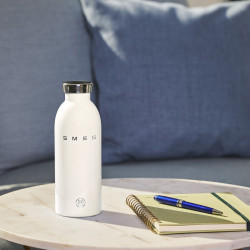 SMEG Clima 50's Style WBF01WH Insulated Bottle, 500 ml, Airtight Seal, Double-Walled, 18/8 Stainless Steel, White