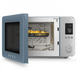 Комбинирана микровълнова фурна с горещ въздух SMEG Collezione MOC02SBMEU, 900W, 27 л, 25 програми, Плавно затваряне, Индивидуални настройки, Син
