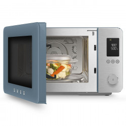Cuptor cu microunde combinat cu aer cald SMEG Collezione MOC02SBMEU, 900 W, 27 l, 25 de programe, închidere lentă, setări personalizate, albastru