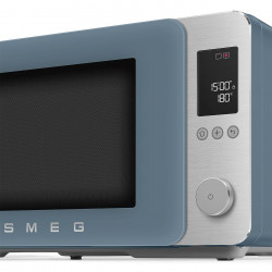 Комбинирана микровълнова фурна с горещ въздух SMEG Collezione MOC02SBMEU, 900W, 27 л, 25 програми, Плавно затваряне, Индивидуални настройки, Син