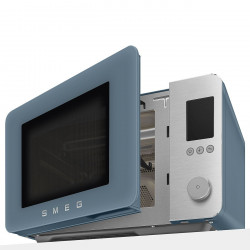 Комбинирана микровълнова фурна с горещ въздух SMEG Collezione MOC02SBMEU, 900W, 27 л, 25 програми, Плавно затваряне, Индивидуални настройки, Син