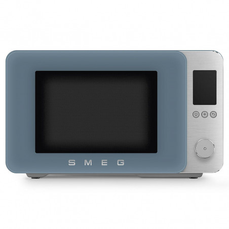 Комбинирана микровълнова фурна с горещ въздух SMEG Collezione MOC02SBMEU, 900W, 27 л, 25 програми, Плавно затваряне, Индивидуални настройки, Син