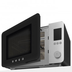 SMEG Collezione MOC02BLMEU Combination Microwave Oven with Hot Air Function, 900W, 27 L, 25 Programs, Soft-Close Door, Custom Settings, Matte Black