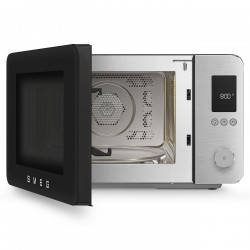 SMEG Collezione MOC02BLMEU Combination Microwave Oven with Hot Air Function, 900W, 27 L, 25 Programs, Soft-Close Door, Custom Settings, Matte Black