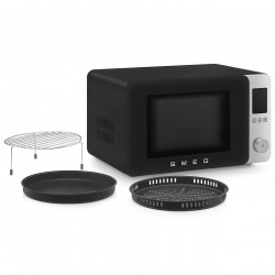 SMEG Collezione MOC02BLMEU Combination Microwave Oven with Hot Air Function, 900W, 27 L, 25 Programs, Soft-Close Door, Custom Settings, Matte Black