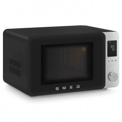 Cuptor cu microunde combinat cu aer cald SMEG Collezione MOC02BLMEU, 900 W, 27 l, 25 de programe, închidere lină, setări personalizate, negru mat