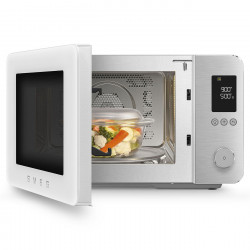 SMEG Collezione MOC02WHMEU Combination Microwave Oven with Hot Air, 900W, 27 L, 25 Programs, Soft-Close, Custom Settings, Matte White