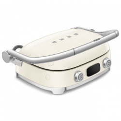 Grătar multifuncțional SMEG 50's Style MGF01CREU, 2100 W, 60-230 °C, 3 programe, acoperire ceramică, tavă de scurgere, semnal sonor, cronometru, culoare crem