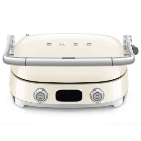 Grătar multifuncțional SMEG 50's Style MGF01CREU, 2100 W, 60-230 °C, 3 programe, acoperire ceramică, tavă de scurgere, semnal sonor, cronometru, culoare crem