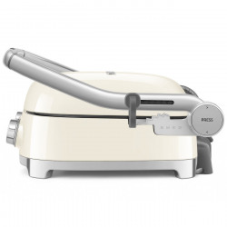 SMEG 50's Style MGF01CREU Multifunction Grill, 2100W, 60–230°C, 3 Programs, Ceramic Coating, Drip Pan, Audible Alarm, Timer, Cream