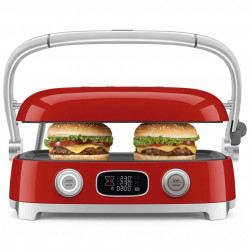 Πολυλειτουργική ψησταριά SMEG 50's Style MGF01RDEU, 2100 W, 60-230 °C, 3 προγράμματα, κεραμική επίστρωση, δίσκος αποστράγγισης, ηχητική ειδοποίηση, χρονοδιακόπτης, κόκκινο