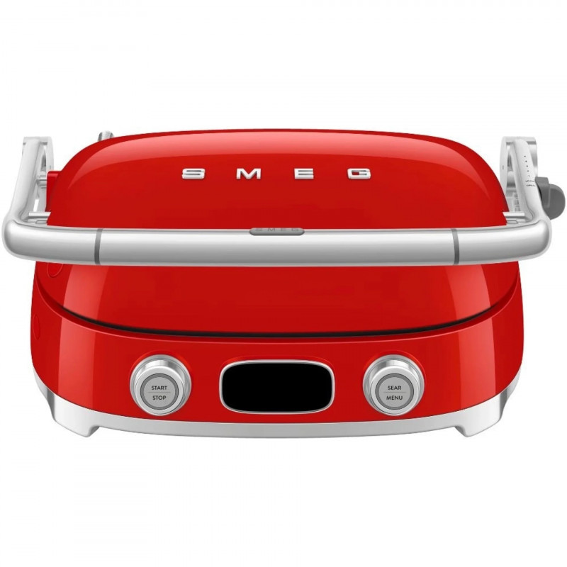 Πολυλειτουργική ψησταριά SMEG 50's Style MGF01RDEU, 2100 W, 60-230 °C, 3 προγράμματα, κεραμική επίστρωση, δίσκος αποστράγγισης, ηχητική ειδοποίηση, χρονοδιακόπτης, κόκκινο