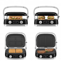 Grătar electric Smeg MGF01BLEU, 2000 W, 60–230 °C, afișaj LCD, 4 accesorii detașabile, cronometru de 60 minute, negru