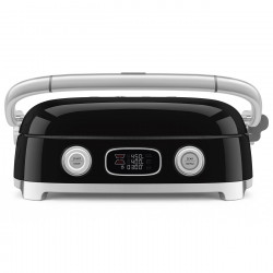Smeg MGF01BLEU elektromos grill, 2000 W, 60–230 °C, LCD-kijelző, 4 cserélhető tartozék, 60 perces időzítő, fekete