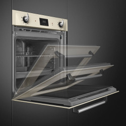 Εντοιχιζόμενος φούρνος Smeg SOP6900TP, 3000 W, 68 λίτρα, Κατηγορία Α, 9 λειτουργίες και 5 επίπεδα ψησίματος, Αυτοκαθαρισμός, Χρονοδιακόπτης, 30-280 °C, Κρεμ
