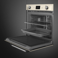 Εντοιχιζόμενος φούρνος Smeg SOP6900TP, 3000 W, 68 λίτρα, Κατηγορία Α, 9 λειτουργίες και 5 επίπεδα ψησίματος, Αυτοκαθαρισμός, Χρονοδιακόπτης, 30-280 °C, Κρεμ