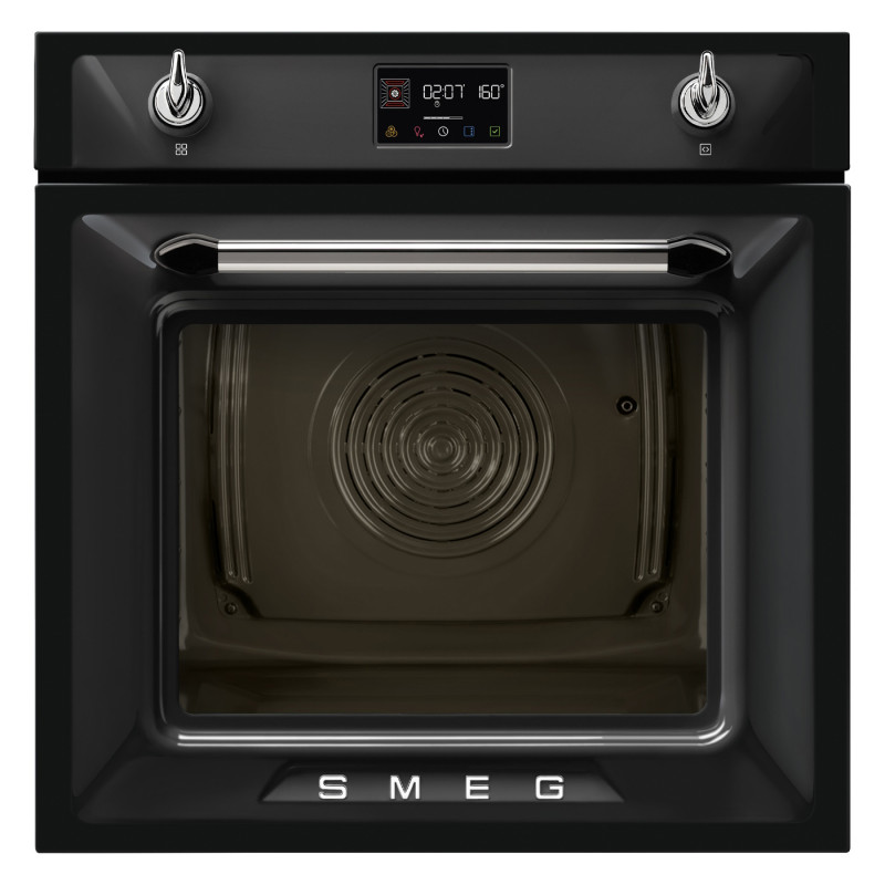 Εντοιχισμένος φούρνος Smeg SOP6902S2PN, 3000 W, 68 λίτρα, κλάση A++, 12 λειτουργίες και 5 επίπεδα μαγειρέματος, Μαγείρεμα με συνδυασμένο ατμό, Αυτοκαθαρισμός, Χρονοδιακόπτης, 30-280 °C, Μαύρο