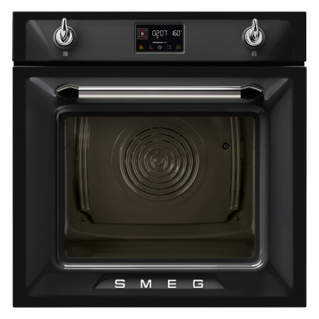 Εντοιχισμένος φούρνος Smeg SOP6902S2PN, 3000 W, 68 λίτρα, κλάση A++, 12 λειτουργίες και 5 επίπεδα μαγειρέματος, Μαγείρεμα με συνδυασμένο ατμό, Αυτοκαθαρισμός, Χρονοδιακόπτης, 30-280 °C, Μαύρο
