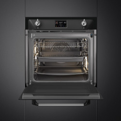 Smeg SOP6902S2PN beépíthető sütő, 3000 W, 68 l, A++ osztály, 12 funkció és 5 sütési szint, kombinált gőzzel történő sütés, Öntisztítás, Időzítő, 30–280 °C, Fekete