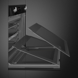 Smeg SOP6902S2PN beépíthető sütő, 3000 W, 68 l, A++ osztály, 12 funkció és 5 sütési szint, kombinált gőzzel történő sütés, Öntisztítás, Időzítő, 30–280 °C, Fekete