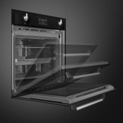 Εντοιχισμένος φούρνος Smeg SOP6902S2PN, 3000 W, 68 λίτρα, κλάση A++, 12 λειτουργίες και 5 επίπεδα μαγειρέματος, Μαγείρεμα με συνδυασμένο ατμό, Αυτοκαθαρισμός, Χρονοδιακόπτης, 30-280 °C, Μαύρο
