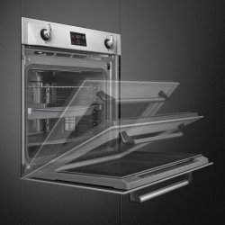Cuptor incorporabil Smeg SOP6902S2PX, 3000 W, 68 l, Clasa A++, 12 functii si 5 niveluri de gatit, Gatit cu abur combinat, Autocuratare, Timer, 30-280°C, Otel inoxidabil